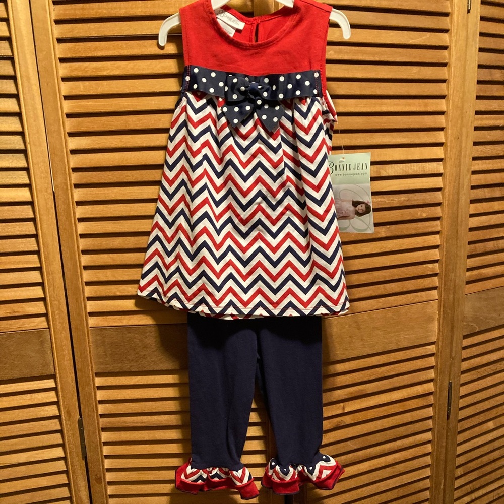 Bonnie Jean Red, White & Blue Dress & Pants Set